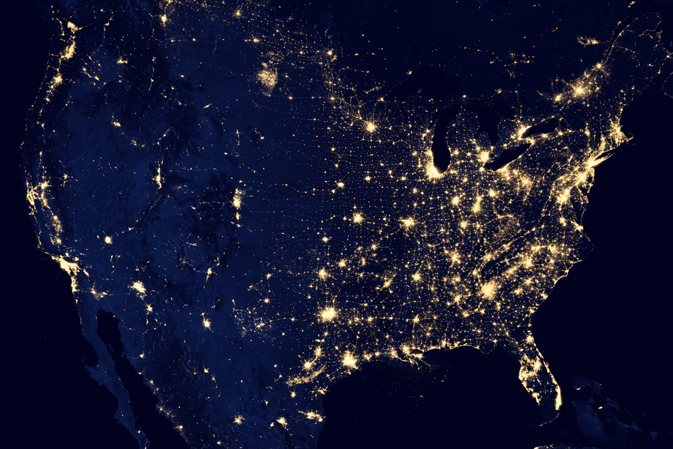 United States from space at night